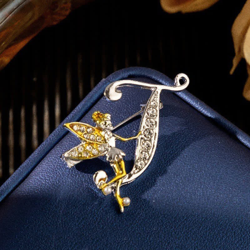 Broche papillon de course en cristal avec lettre initiale 26 de l'alphabet