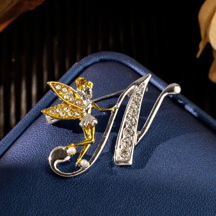 Broche papillon de course en cristal avec lettre initiale 26 de l'alphabet