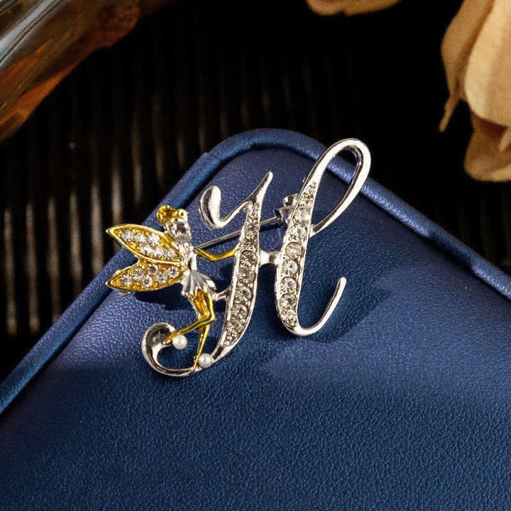 Broche papillon de course en cristal avec lettre initiale 26 de l'alphabet