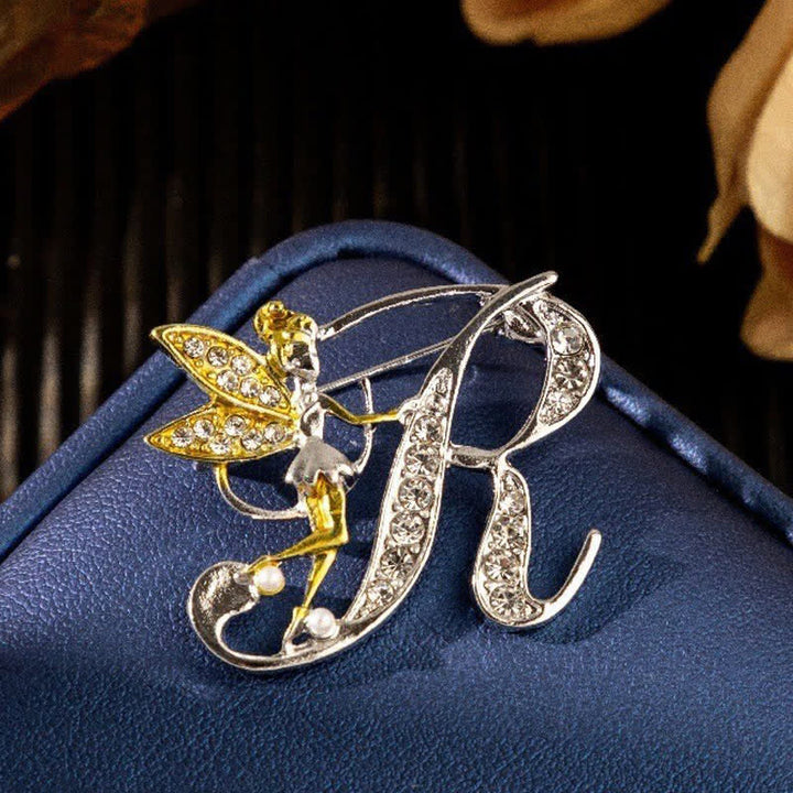 Broche papillon de course en cristal avec lettre initiale 26 de l'alphabet