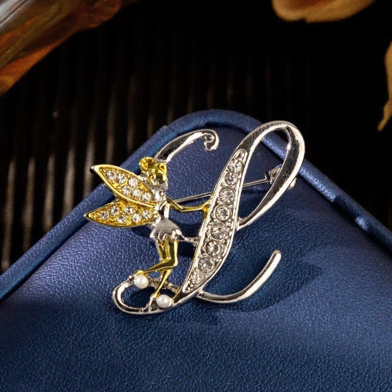 Broche papillon de course en cristal avec lettre initiale 26 de l'alphabet