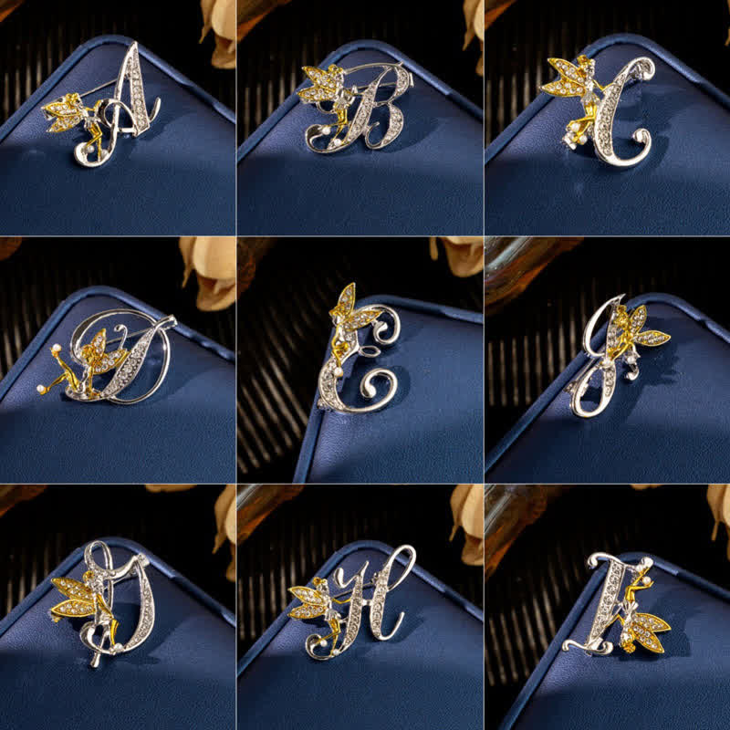 Broche papillon de course en cristal avec lettre initiale 26 de l'alphabet