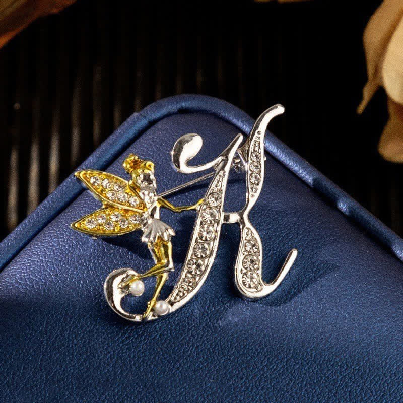Broche papillon de course en cristal avec lettre initiale 26 de l'alphabet