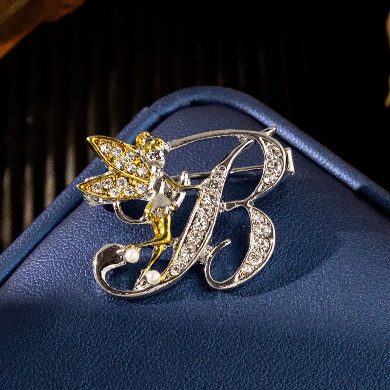 Broche papillon de course en cristal avec lettre initiale 26 de l'alphabet