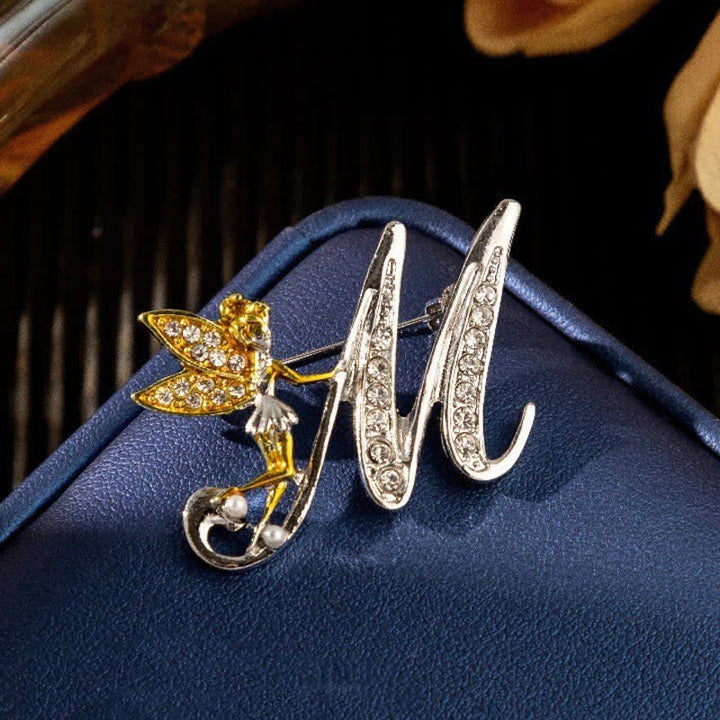 Broche papillon de course en cristal avec lettre initiale 26 de l'alphabet