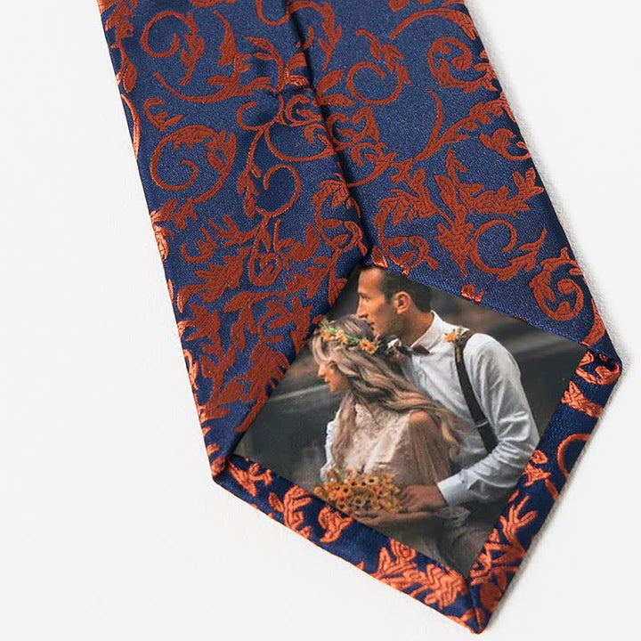 Ensemble de 3 cravates pour hommes en vigne orange et bleu marine