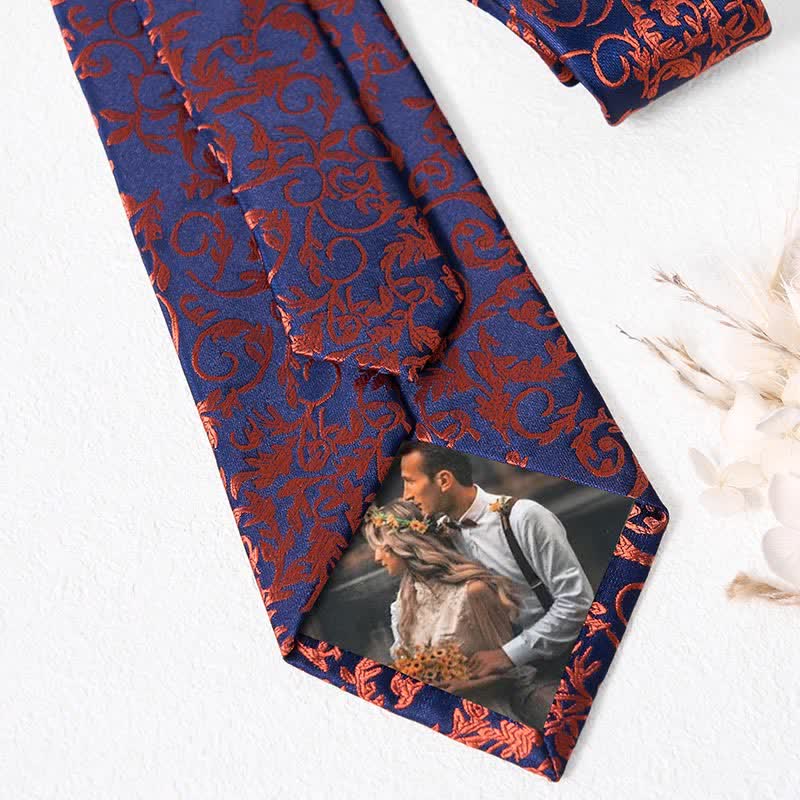 Ensemble de 3 cravates pour hommes en vigne orange et bleu marine