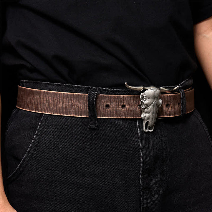Ceinture en cuir à boucle argentée avec couteau caché à tête de longhorn unique - image 2