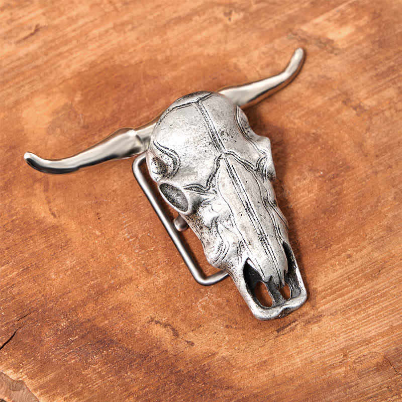 Ceinture en cuir à boucle argentée avec couteau caché à tête de longhorn unique - image 3