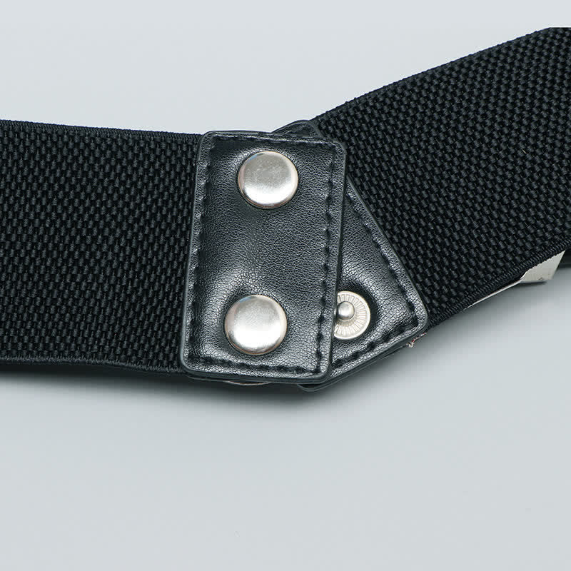 Ceinture élastique en cuir à double boucle pour femme, idéale pour jeans, pantalons et robes