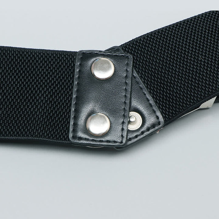 Ceinture élastique en cuir à double boucle pour femme, idéale pour jeans, pantalons et robes