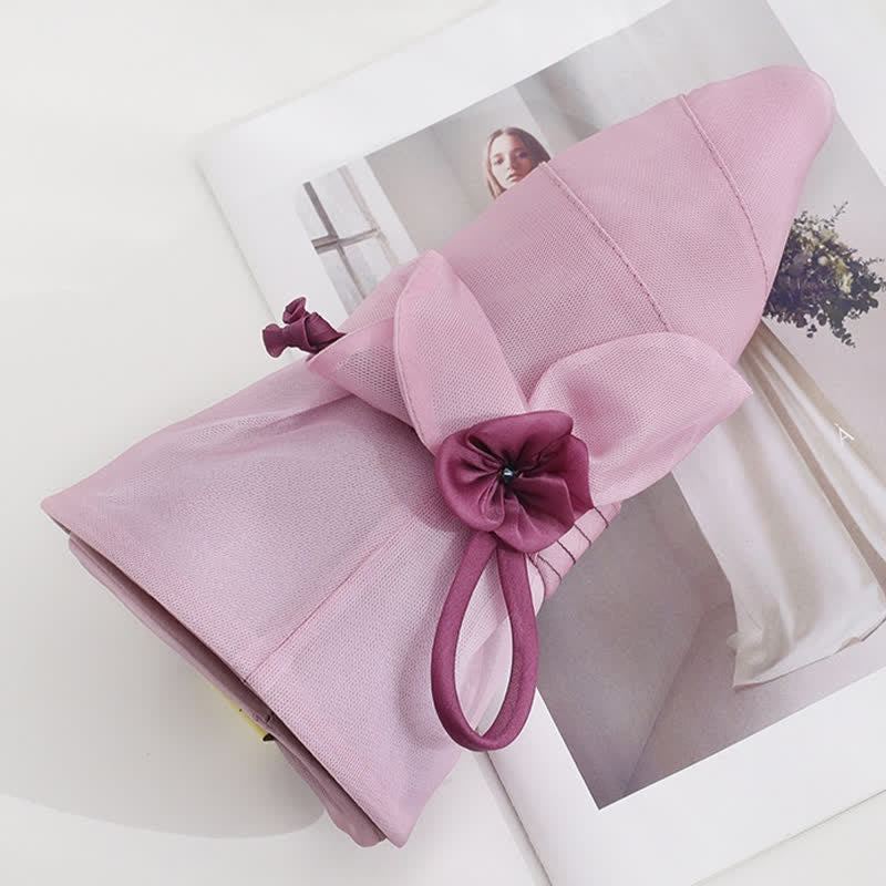 Chapeau d'été large en soie véritable à fleurs décoratives pour femme