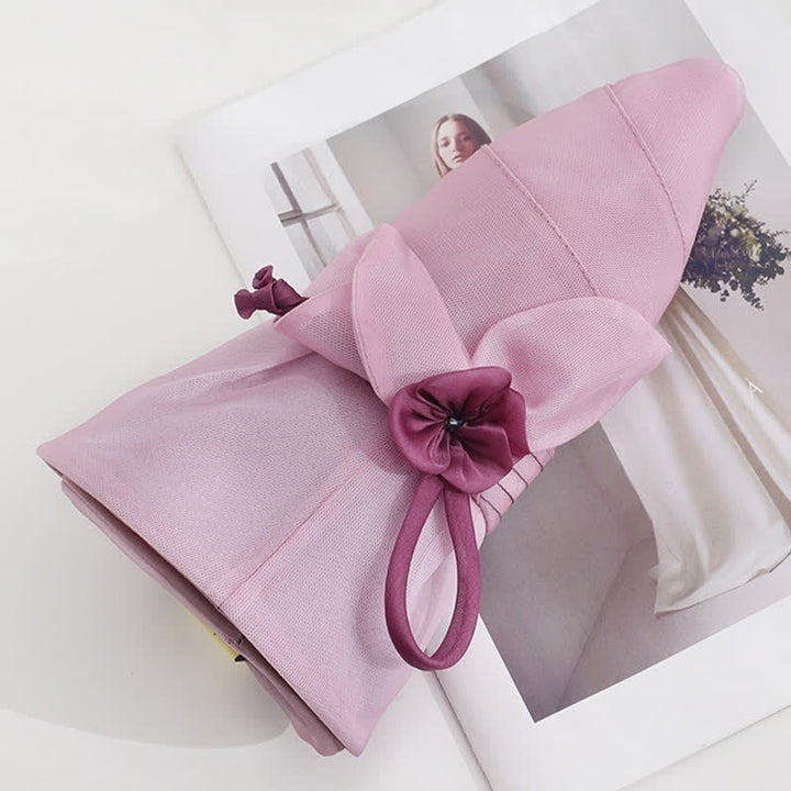 Chapeau d'été large en soie véritable à fleurs décoratives pour femme