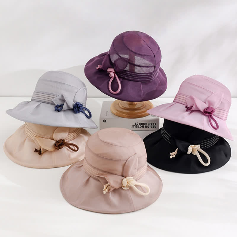 Chapeau d'été large en soie véritable à fleurs décoratives pour femme