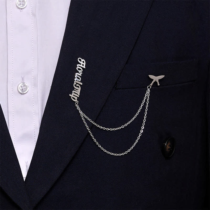 Broche lettre personnalisée tendance avec pompons en chaîne