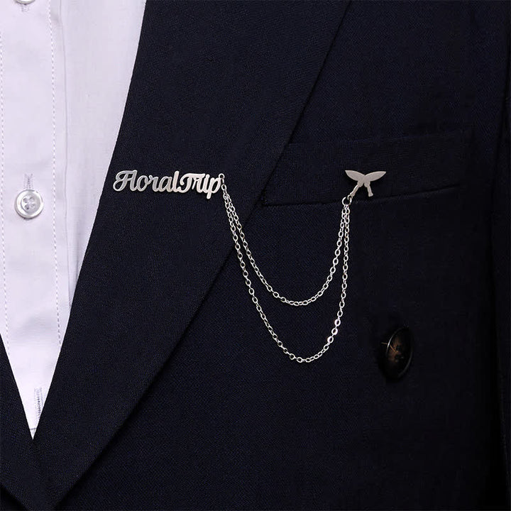 Broche lettre personnalisée tendance avec pompons en chaîne