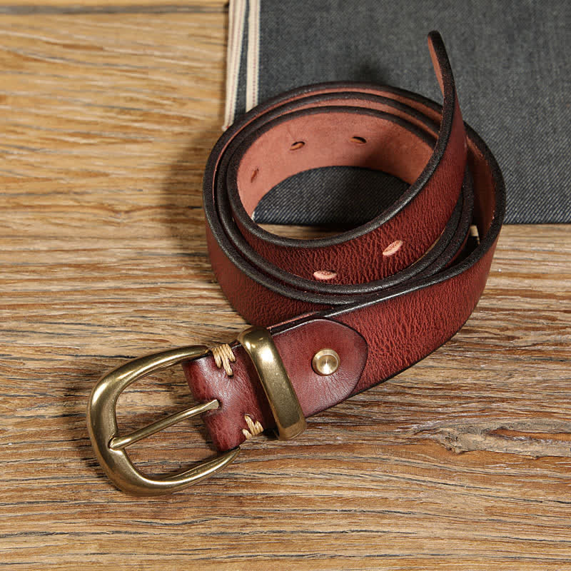 Ceinture de travail en cuir à boucle demi-ronde à une seule ardillon