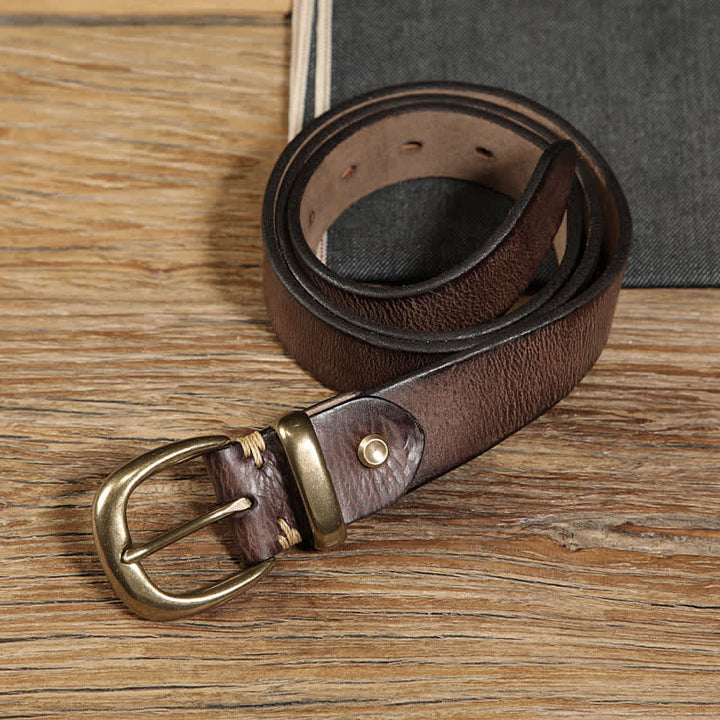 Ceinture de travail en cuir à boucle demi-ronde à une seule ardillon