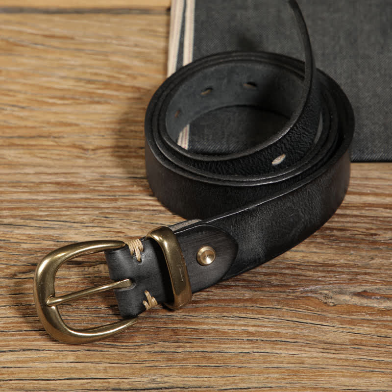 Ceinture de travail en cuir à boucle demi-ronde à une seule ardillon