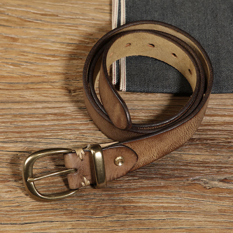 Ceinture de travail en cuir à boucle demi-ronde à une seule ardillon