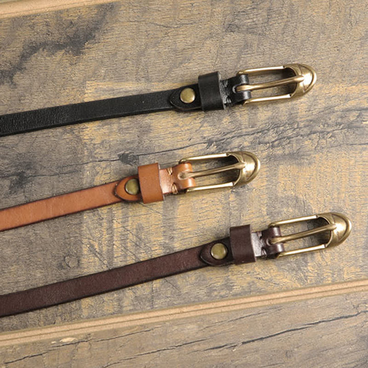 Ceinture fine en cuir de vache pour femme