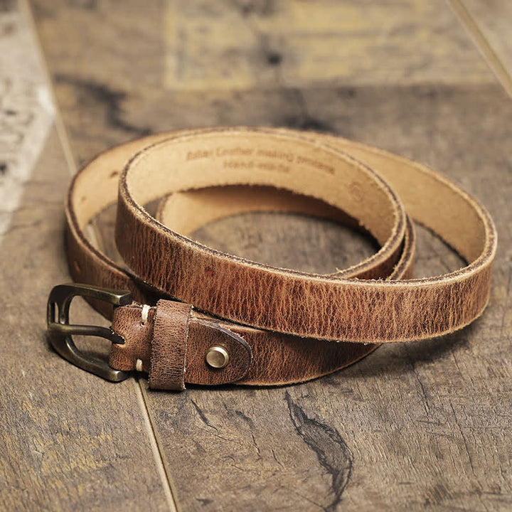 Ceinture fine en cuir de vache pour femme
