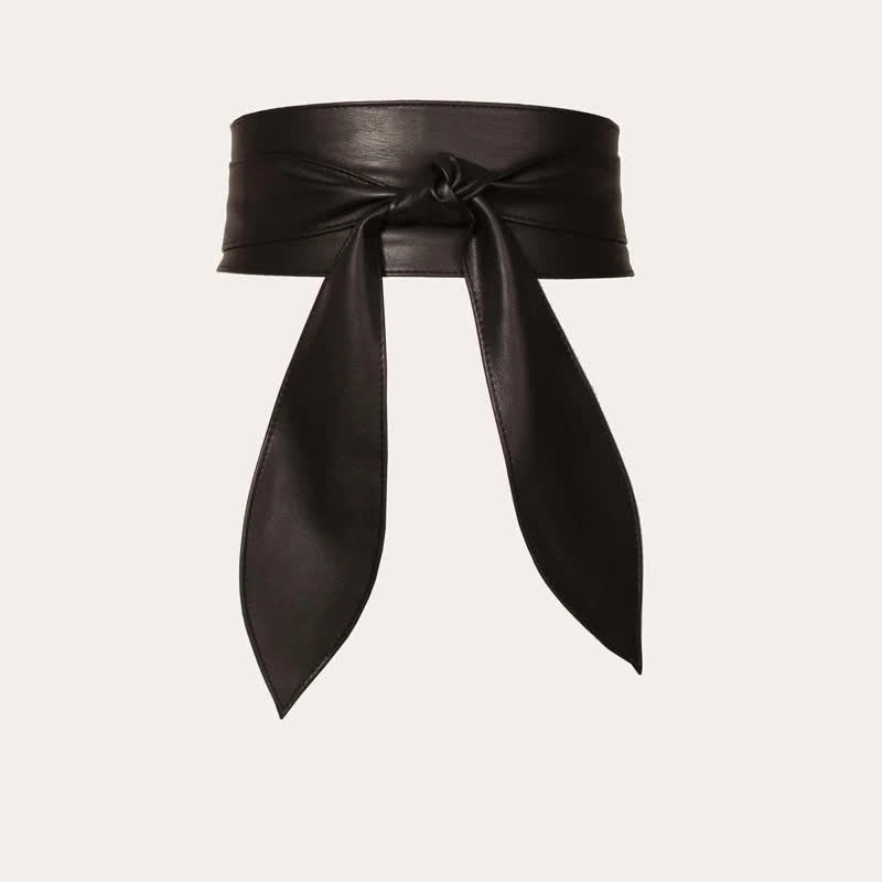 Ceinture corset en cuir à large ceinture pour femme - Noir - image 1