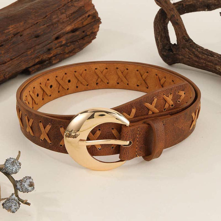 Ceinture en cuir tressée style bohème pour femme