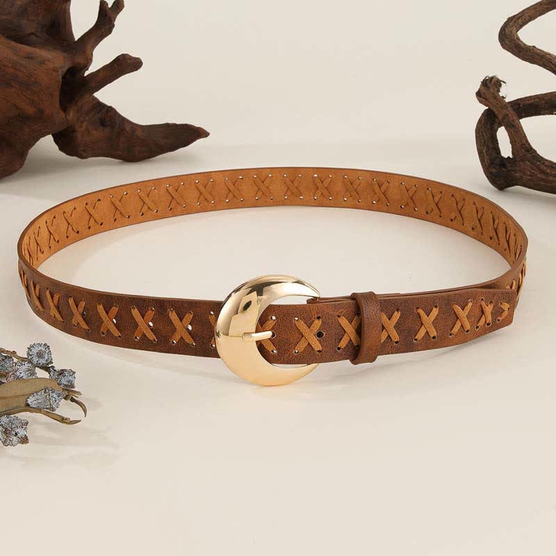 Ceinture en cuir tressée style bohème pour femme
