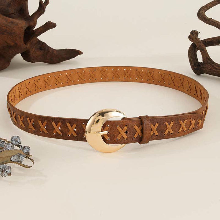 Ceinture en cuir tressée style bohème pour femme