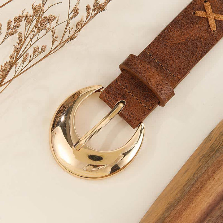 Ceinture en cuir tressée style bohème pour femme