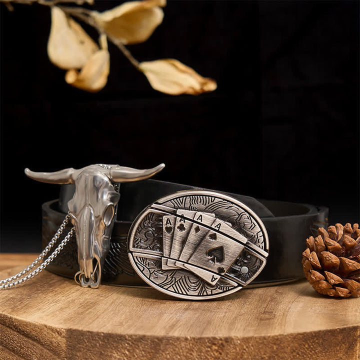 Ensemble de pendentifs en forme de taureau à longues cornes, couteau caché à faire soi-même, gadget occidental - Poker - Ceinture noire avec aigle en relief - 40 - image 51