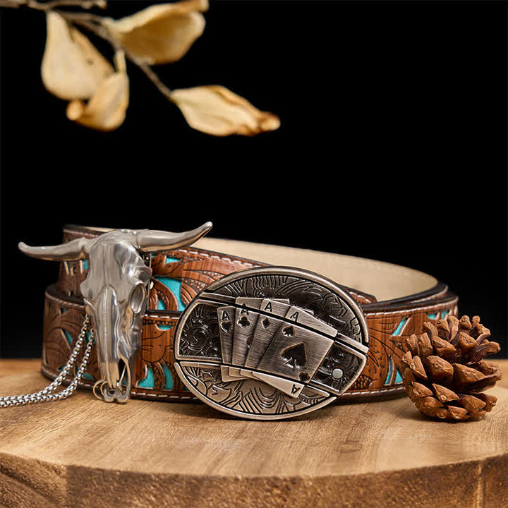 Ensemble de pendentifs en forme de taureau à longues cornes, couteau caché à faire soi-même, gadget occidental - Poker - Ceinture sculptée en turquoise - 40 - image 52