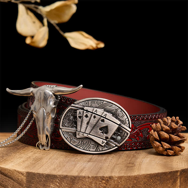 Ensemble de pendentifs en forme de taureau à longues cornes, couteau caché à faire soi-même, gadget occidental - Poker - Ceinture marron sculptée - 40 - image 55
