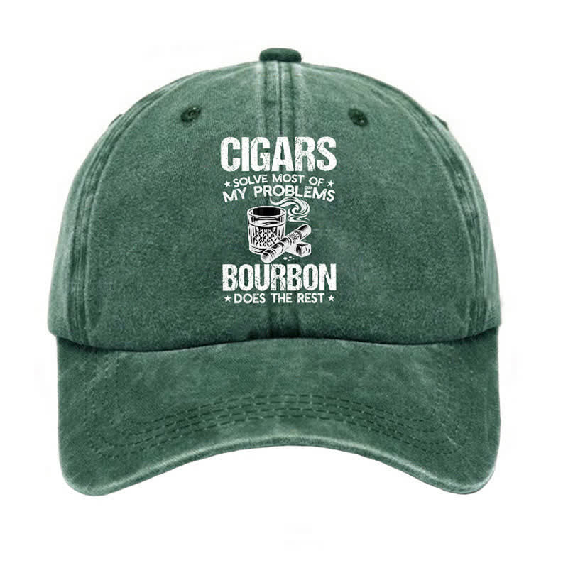 Casquette de baseball ajustable « Cigares et vin : résolvez les problèmes »