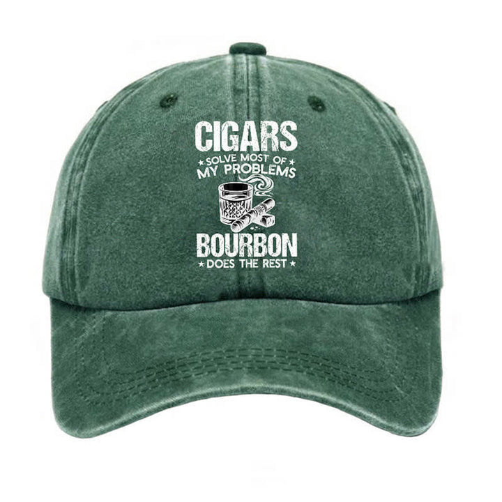 Casquette de baseball ajustable « Cigares et vin : résolvez les problèmes »