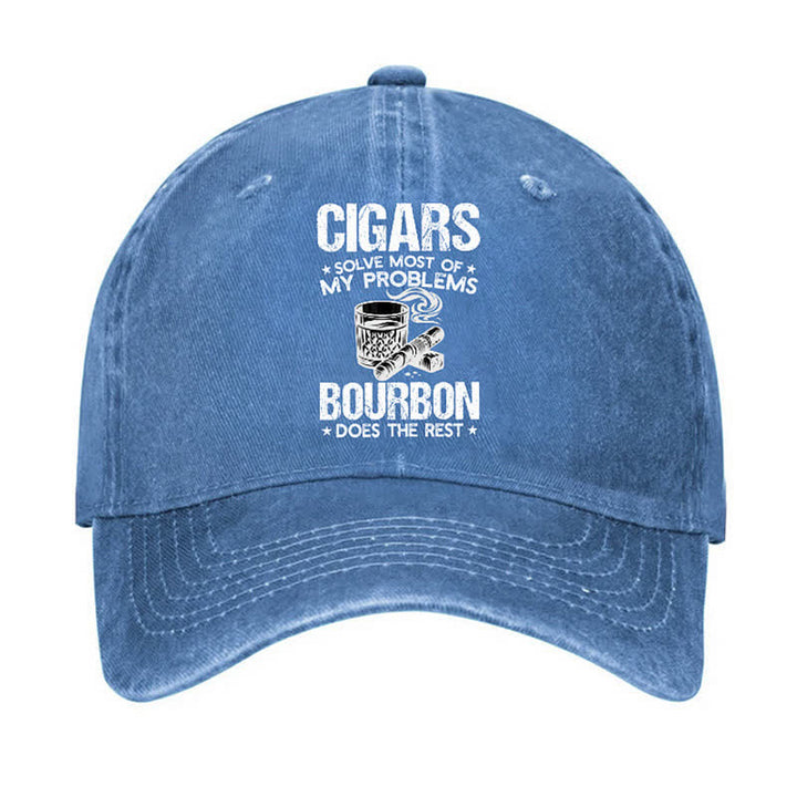 Casquette de baseball ajustable « Cigares et vin : résolvez les problèmes »