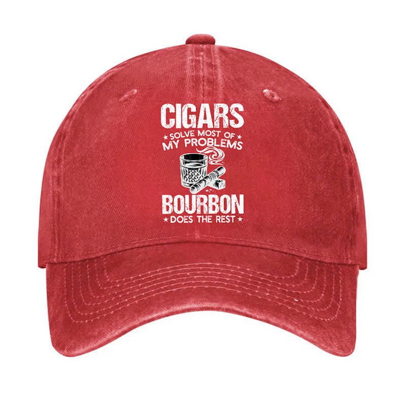 Casquette de baseball ajustable « Cigares et vin : résolvez les problèmes »