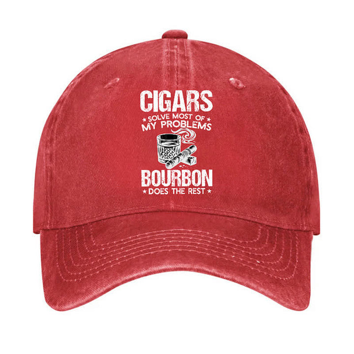 Casquette de baseball ajustable « Cigares et vin : résolvez les problèmes »