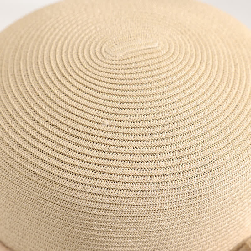 Chapeau de paille d'été à double fleur pour femme