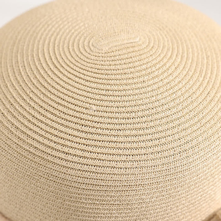 Chapeau de paille d'été à double fleur pour femme