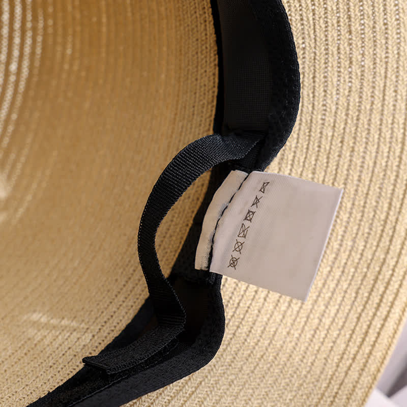 Chapeau de paille d'été à double fleur pour femme