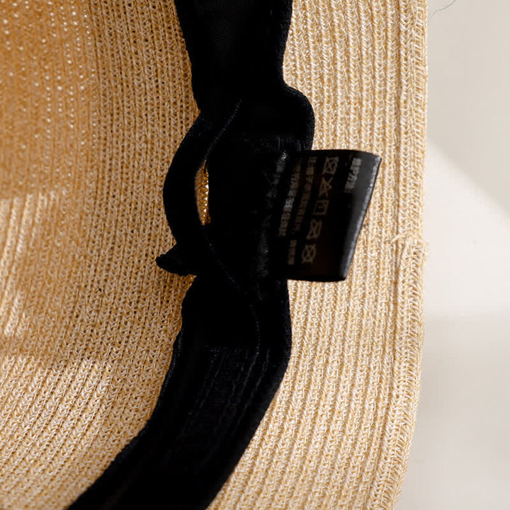 Chapeau de paille d'été élégant de style romain pour femme, à décor floral