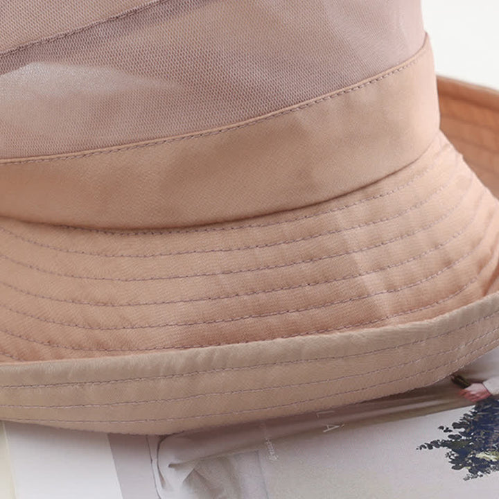 Chapeau de soleil pliable en soie à large bord et nœud papillon pour femme