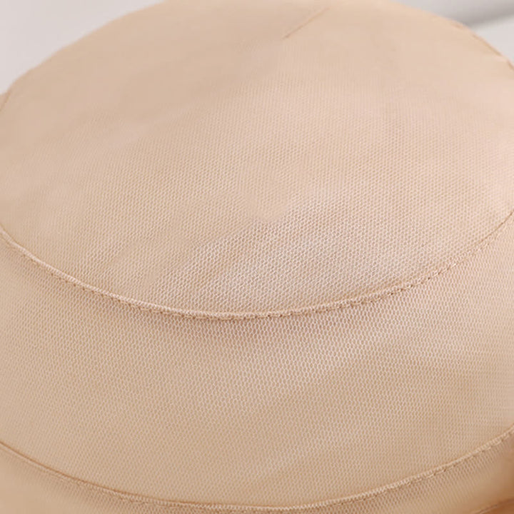 Chapeau de soleil pliable en soie à large bord ondulé et motif floral pour femme