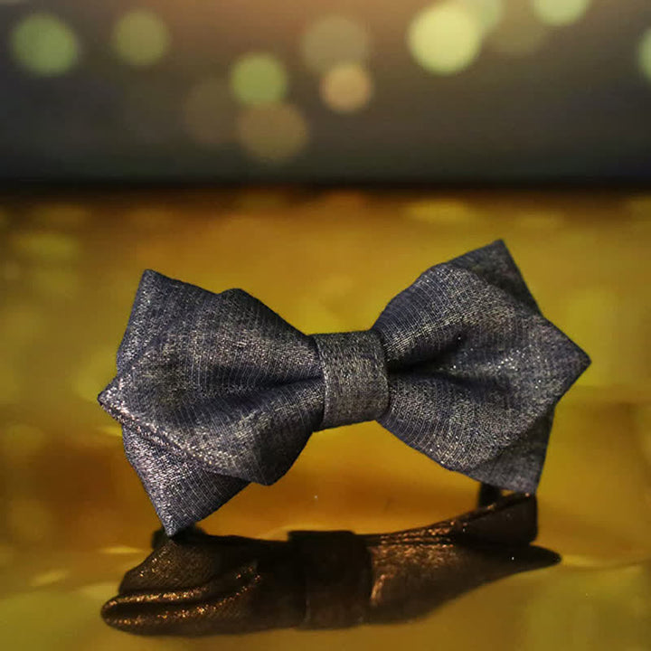 Nœud papillon noir subtil et doré pour homme, détails brillants et scintillants