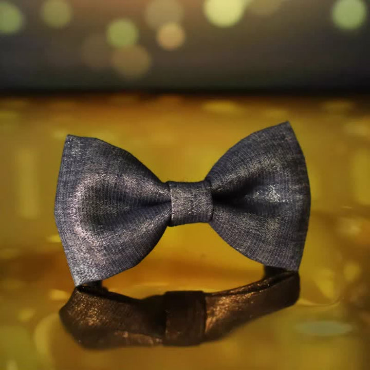 Nœud papillon noir subtil et doré pour homme, détails brillants et scintillants