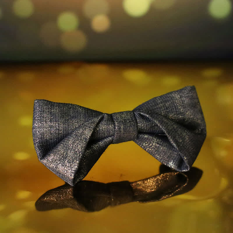 Nœud papillon noir subtil et doré pour homme, détails brillants et scintillants