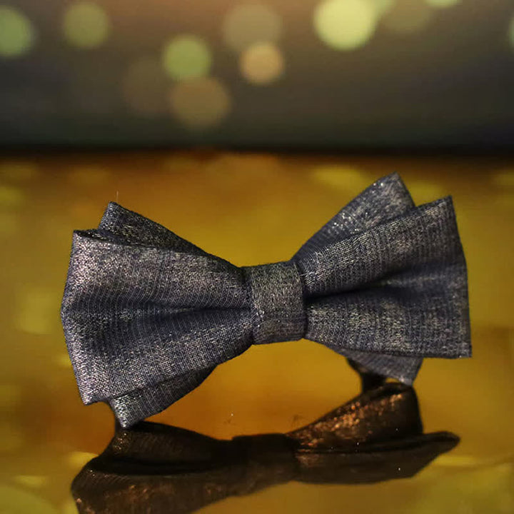 Nœud papillon noir subtil et doré pour homme, détails brillants et scintillants