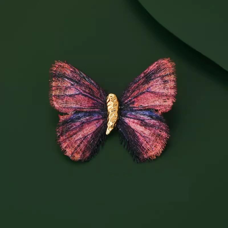 Broche brodée papillon rétro dégradé de couleurs pour femme